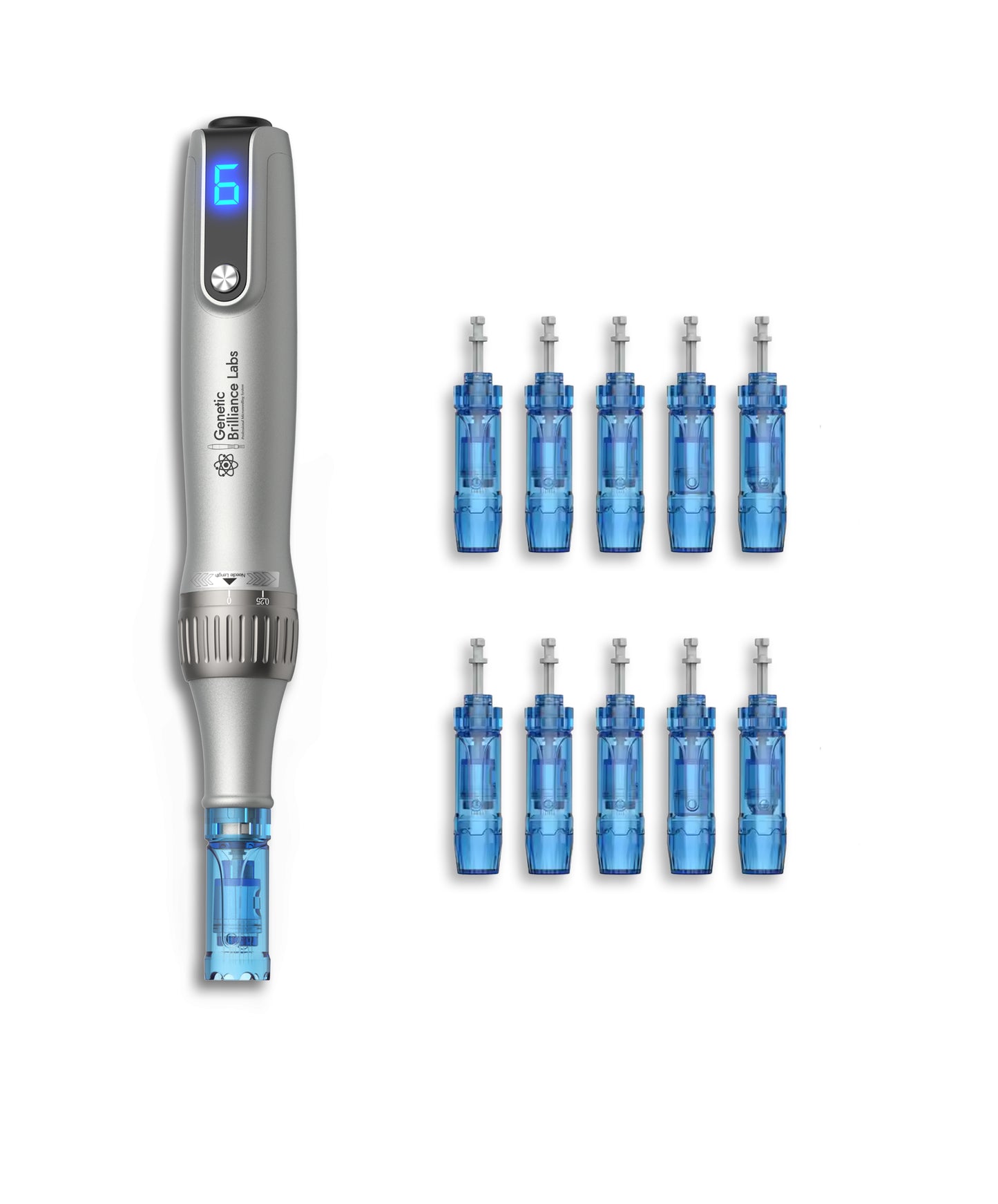 Microneedling Pen with LED display and cartridge set by Genetic Brilliance Labs